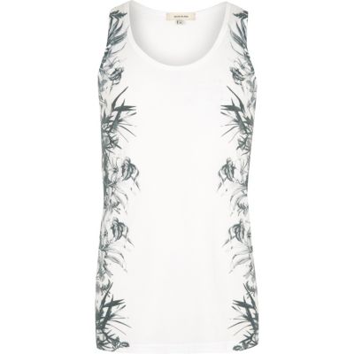 White floral side print vest
